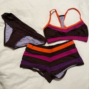 Colorful Striped Swimwear Set